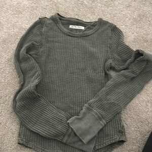 Free People waffle forest green long sleeve